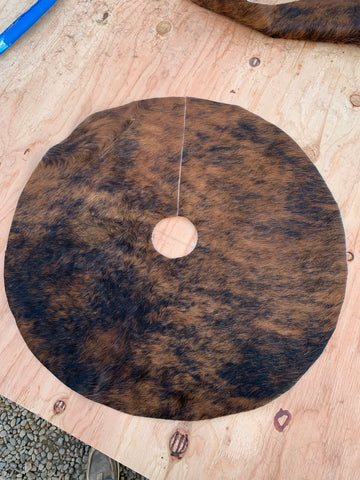 24" Red Brindle Cowhide Christmas Tree Skirt