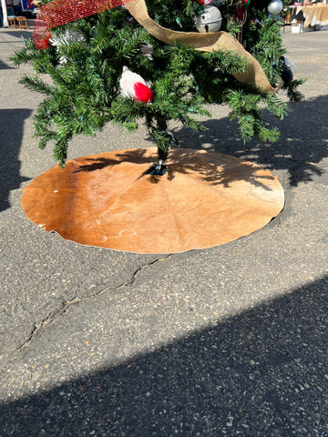 44" Caramel Yellow Cowhide Christmas Tree Skirt